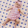 Brand new 🛒 Olive & The Captain Gingham Bubble Romper - Babies Peach Plum 🎁