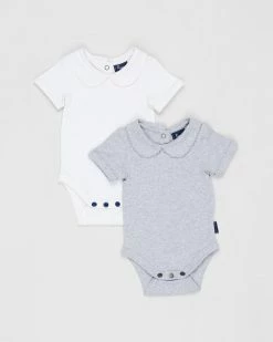 Wholesale 🌟 Pappe 2-Pack Bowhill SS Bodysuit - Babies Grey Marle 🧨