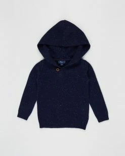 Budget 😀 Pappe Chesney Hooded Sweater - Babies-Kids Navy Speckle 🎁