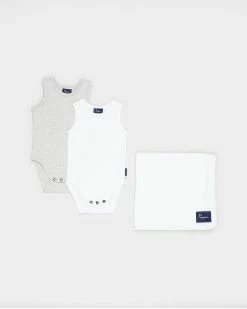 Best Sale ⭐ Pappe 3-Piece Nimmy Sleeveless Bodysuit - Babies Grey & White 🌟