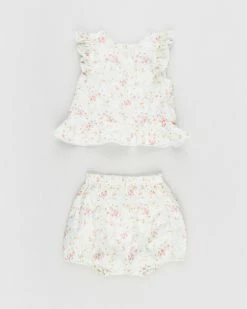 Coupon 💯 Polo Ralph Lauren Ruffled Top & Bloomers Set - Babies Yellow Multi 👍