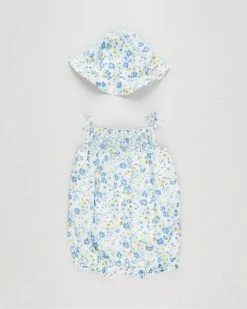 Wholesale 🌟 Polo Ralph Lauren Bubble One Piece Shortalls & Hat Set - Babies Blue Multi ✨