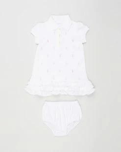 Best deal 🔔 Polo Ralph Lauren Ruffled Polo 👗 Dress & Bloomers - Babies White 🔔