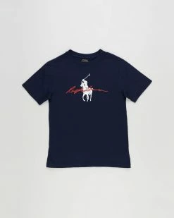 Hot Sale 😍 Polo Ralph Lauren Ss Graph Tee-Knit 👚 Shirts-T-Shirt Cruise Navy 🔥