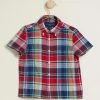 Polo Ralph Lauren Madras Poplin Short Sleeve Shirt - Babies-Kids Red & Blue Multi