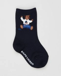 Promo 🧨 Polo Ralph Lauren Bear Crew 🧦 Socks - Babies Navy 🔥