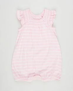 Brand new 🥰 Polo Ralph Lauren Jersey Bubble One-Piece - Babies Carmel Pink & White 👏
