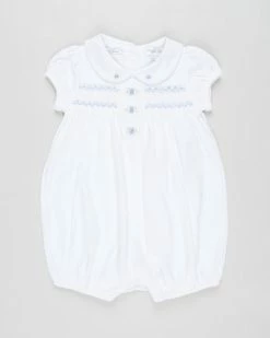 Wholesale ✔️ Polo Ralph Lauren Smocked One Piece Romper - Babies White 👍