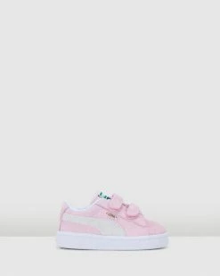 New 🎁 Puma Suede Classic XXI Self-Fastening Infant Pink Lady/White 🎁