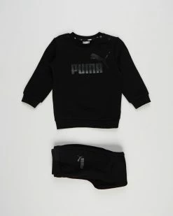 Promo 😍 Puma Essentials Minicats Crew Neck Jogger Suit - Babies-Kids Puma Black 🧨
