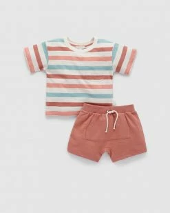 Outlet 👏 Purebaby T 👕 Shirt and Short Set - Babies-Kids Terra Cotta 👏