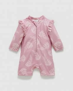 Budget 🎁 Purebaby Printed LS Rashie - Babies-Kids Palm Leaf Print 😉