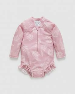 Cheap 👏 Purebaby Printed LS 🩱 Swimsuit - Babies-Kids Palm Leaf Print 😉