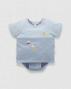 Best Sale ⌛ Purebaby Afternoon Sail Tee Bodysuit - Babies Foam 🛒