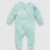 Best deal ✨ Purebaby Rib Growsuit - Babies Aquamarine Stripe ⭐