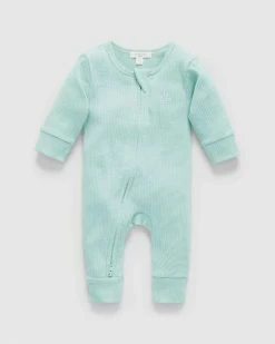 Best deal ✨ Purebaby Rib Growsuit - Babies Aquamarine Stripe ⭐