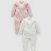 New 😍 Purebaby 2-Pack Zip Growsuit - Babies Blossom Pack 🤩