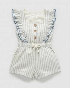 Deals 🥰 Purebaby Ruffle Jumpsuit - Babies-Kids Fine Stripe 🥰