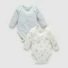 Discount ✔️ Purebaby 2-Pack Easy Neck LS Bodysuit - Babies Eucalyptus Pack 💯
