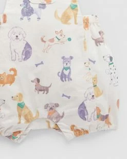Hot Sale ⭐ Purebaby Short Leg Overalls - Babies Happy 🐕 Dogs Print 👍 -Baby Online store http3A2F2Fstatic.theiconic.com .au2Fp2Fpurebaby 3776 6993731 5