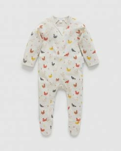 Wholesale ❤️ Purebaby Printed Zip Growsuit - Babies Chooks Print ⭐