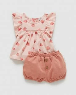 Brand new 🥰 Purebaby Strawberry 2-Piece Set - Babies Strawberry Delight Print 😉