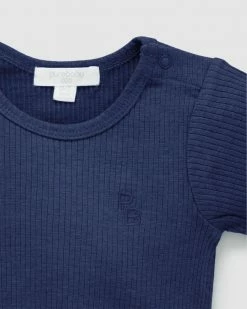 Promo ✔️ Purebaby Rib Short Sleeve Bodysuit - Babies Winter Navy 👏 -Baby Online store http3A2F2Fstatic.theiconic.com .au2Fp2Fpurebaby 3855 0418531 3