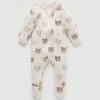 New 🥰 Purebaby Printed Zip Growsuit - Babies Moody Bear Print ❤️