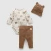Outlet 👏 Purebaby 3-Piece Gift Set - Babies Moody Bear Print 👏