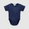 Promo ✔️ Purebaby Rib Short Sleeve Bodysuit - Babies Winter Navy 👏