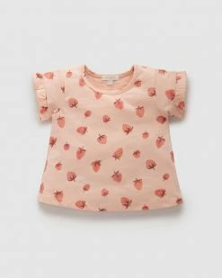 Wholesale 👍 Purebaby Basic Ruffle Tee - Babies-Kids Strawberry Delight Print 👍