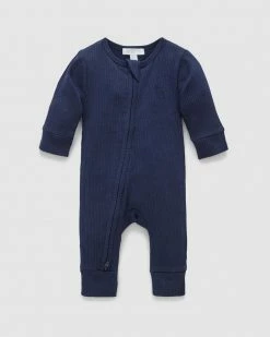 Wholesale ❤️ Purebaby Rib Growsuit - Babies Winter Navy 💯