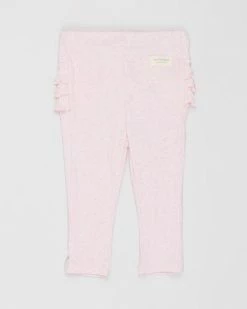 Coupon 🧨 Purebaby Everyday Ruffle Leggings - Babies Soft Pink Melange 🥰