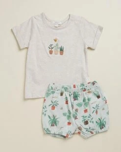 Cheap ✨ Purebaby Tee & Bloomer Set - Babies Potting Print 💯