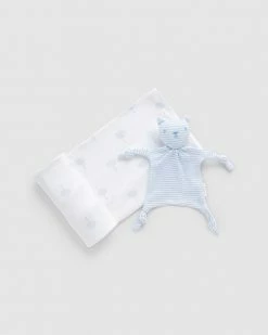 Budget 🥰 Purebaby Bunny Rug Snookie Pack Pale Blue Tree 🎁