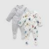 Best Sale 🔥 Purebaby 2-Pack Zip Growsuit - Babies Bear Party Print 🥰