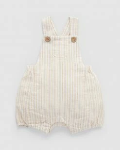 Best Sale 💯 Purebaby Linen Blend Overalls - Babies Sunshine Stripe 🛒