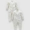 Cheap 🛒 Purebaby 2-Pack Zip Growsuit - Babies Cottonbud Pack 👏