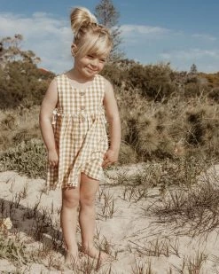 New 💯 Purebaby Gingham Button Through 👗 Dress - Babies-Kids Golden Gingham 🔔