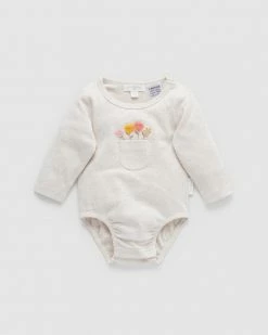 Outlet ✔️ Purebaby Posie LS Bodysuit - Babies Grey 🛒