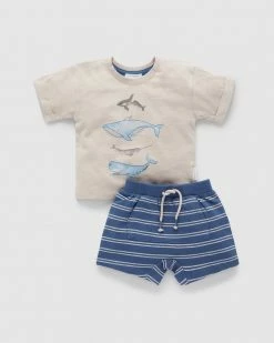 Cheapest 😀 Purebaby Whale Pod Set - Babies-Kids Deep Sea Stripe ✨