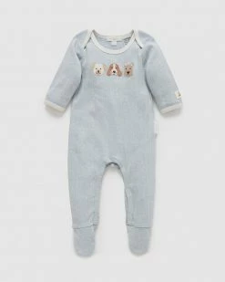 New 😉 Purebaby Playful Puppies Growsuit - Babies Mint Melange 🌟