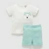 Best Pirce 🔔 Purebaby Rib Short PJ Set - Babies-Kids Aquamarine Stripe 🎉