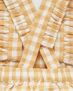 Budget 🧨 Purebaby Gingham Ruffle Romper - Babies Golden Gingham ⭐ -Baby Online store http3A2F2Fstatic.theiconic.com .au2Fp2Fpurebaby 5370 1999641 6