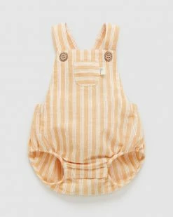 Coupon 💯 Purebaby Linen Blend Romper - Babies Golden Stripe 🎁
