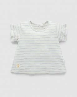 Top 10 ✨ Purebaby Basic Ruffle Tee - Babies-Kids Chambray Stripe 👏