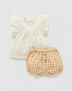 Cheap 😉 Purebaby Gingham Set - Babies Golden Gingham 😉