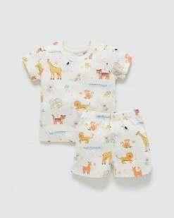 Deals 😉 Purebaby Matching Short PJ Set - Babies-Kids Menagerie 🥰