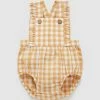 Budget 🧨 Purebaby Gingham Ruffle Romper - Babies Golden Gingham ⭐