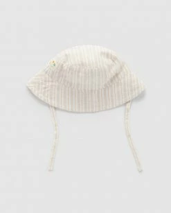 Brand new 😉 Purebaby Linen Blend Bucket Hat - Babies Sunshine Stripe 👍